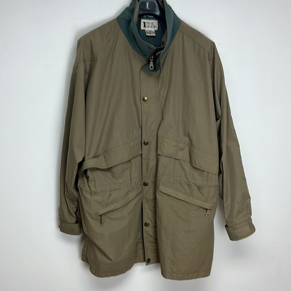 Trail Designs man's olive-green & blue-shell hooded machine-wash ski jacket szXL - Picture 1 of 13